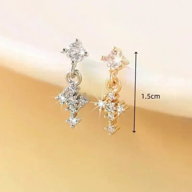 Dangle Nose Rings For Women Cross Zircon Nose Piercing Jewelry L Shape Nose Studs Body Jewelry Accessories