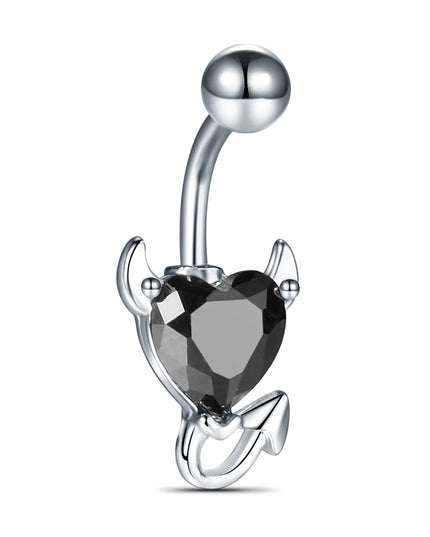 1pc Belly Button Rings Devil Shape Black Red CZ Belly Piercing Stainless Steel Navel Piercings Body Jewelry Women