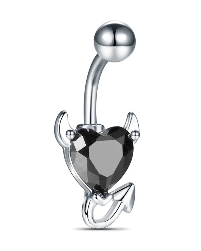 1pc Belly Button Rings Devil Shape Black Red CZ Belly Piercing Stainless Steel Navel Piercings Body Jewelry Women