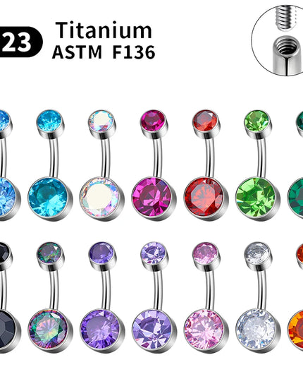 Belly Piercing Button Rings G23 Titanium Astm F136 14g Body Jewelry Internally Threaded Navel Ring Zirconia Earrings Zircon