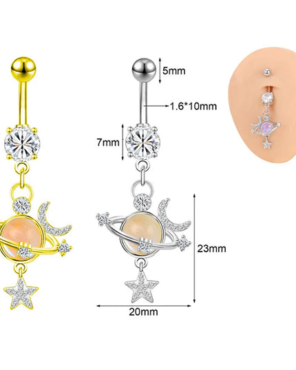 Pink Crystal Pendant Belly Button Ring For Women Stainless Steel Navel Piercing Jewelry Rabbit Heart Bear Butterfly Belly Ring