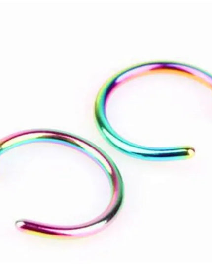 2PCS Stainlees Steel C Shape Nose Ring Women Girls Fake Piercing Hoop Stud Female Body Jewelry Party Gift