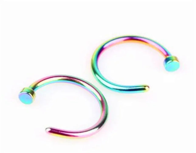 2PCS Stainlees Steel C Shape Nose Ring Women Girls Fake Piercing Hoop Stud Female Body Jewelry Party Gift