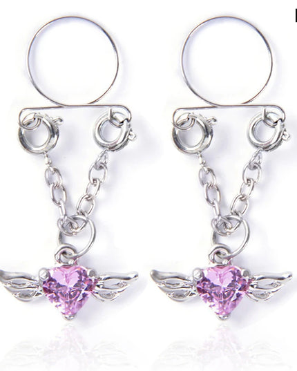 1 Pair New Fake Nipple Ring Sexy Tassel Crystal Butterfly Pendant For Women Girls Adjustable Faux Nipple Piercing Body Jewelry