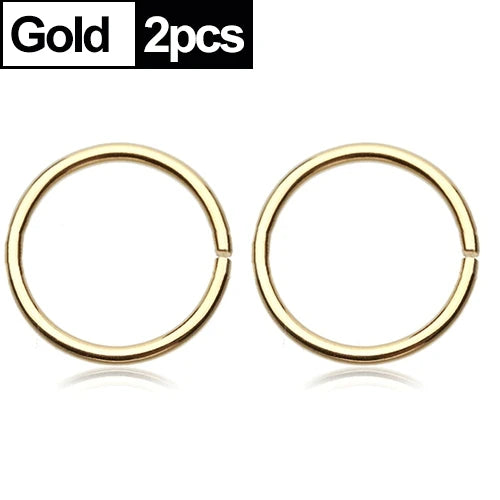 1/2pcs Nose Ring Clips Septum Ring Hoop Cartilage Tragus Helix Small Piercing Nose Rings  For Women Body Jewelry Accessories
