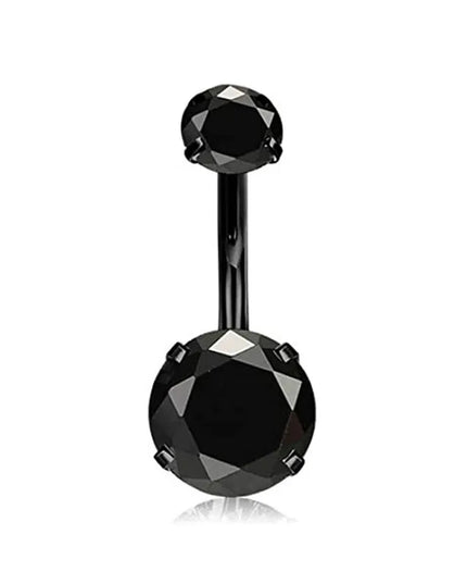 Black Belly Button Rings 10mm Surgical Steel 14G Belly Navel Rings Heart Zircon Crystal Turquoise Acrylic Belly Piercing Jewelry