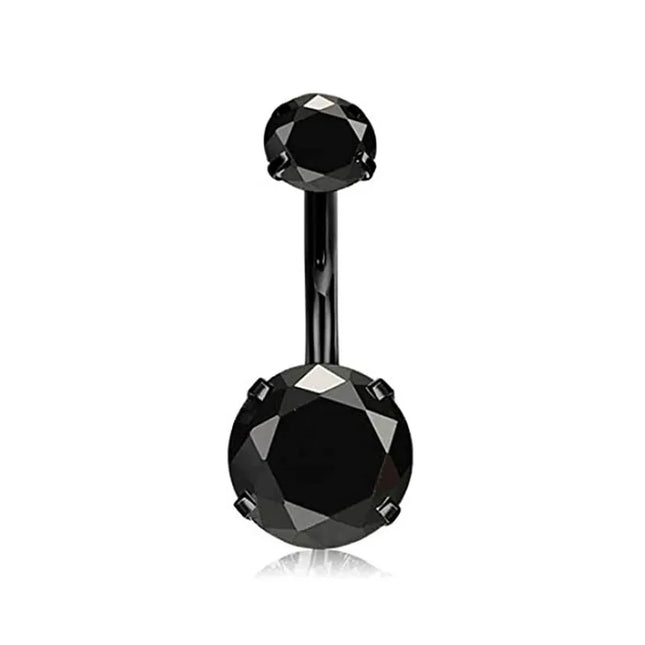 Black Belly Button Rings 10mm Surgical Steel 14G Belly Navel Rings Heart Zircon Crystal Turquoise Acrylic Belly Piercing Jewelry
