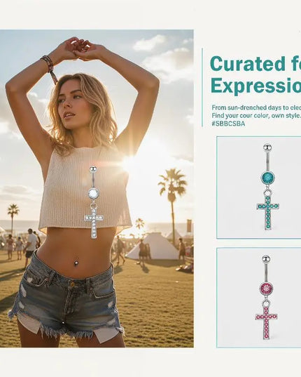Sexy Cross Belly Navel Piercing Stainless Steel Fashion Belly Ring For Women Body Jewelry