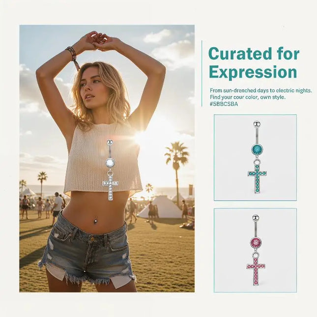 Sexy Cross Belly Navel Piercing Stainless Steel Fashion Belly Ring For Women Body Jewelry