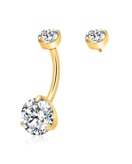 G23 Titanium 14G Belly Button Ring Round Navel CZ Barbell Belly Rings For Women Heart-shaped water droplet Belly Button Rings