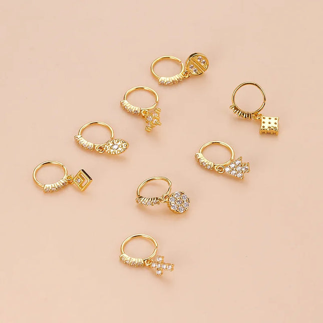 1PC 20G Cross Dangle Nose Hoop Rings for Women Girls Nose Rings Cartilage Earring Dangling Nose Piercing Jewelry
