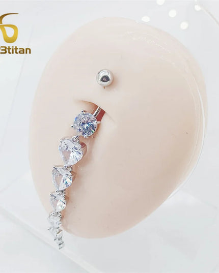 Long Belly Button Rings for Women 14G Titanium Bar Butterfly Heart Charms Dangle Navel Piercing Jewelry Beach Sexy Accessories