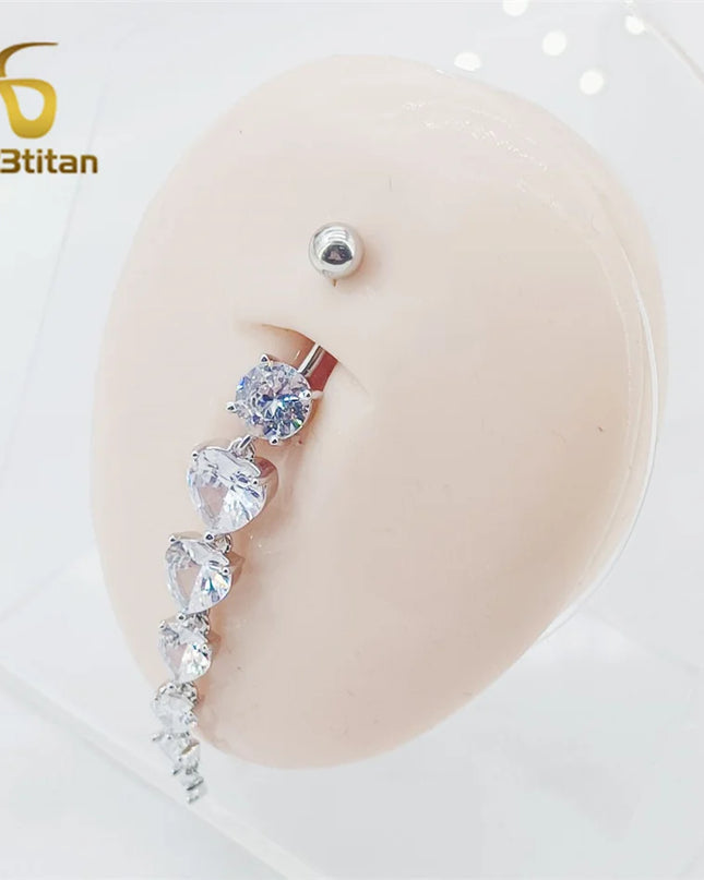 Long Belly Button Rings for Women 14G Titanium Bar Butterfly Heart Charms Dangle Navel Piercing Jewelry Beach Sexy Accessories