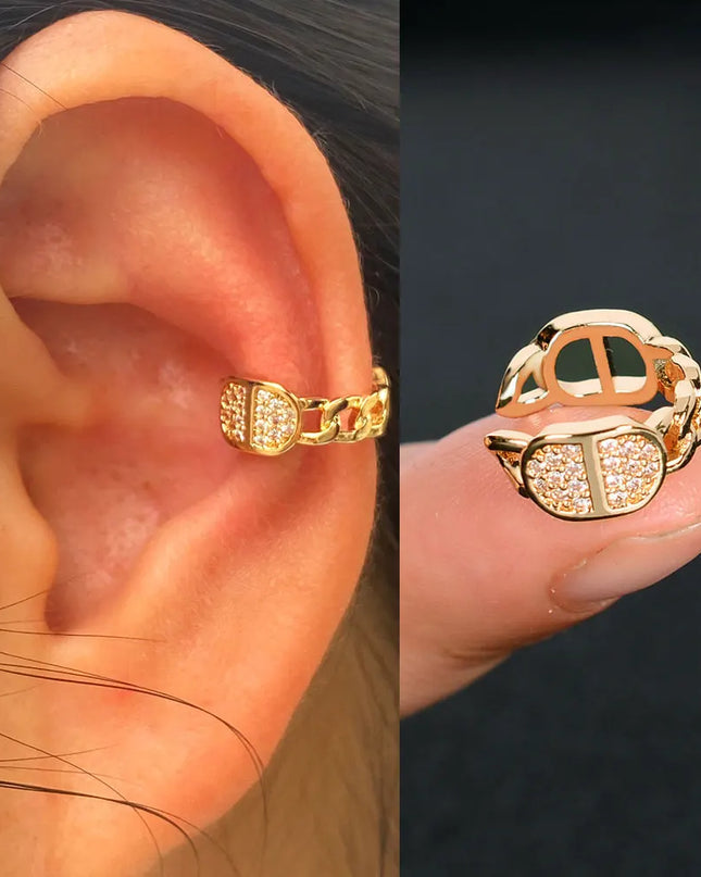1Piece Zircon Charming Clip On Earrings Ear Cuff Without Piercing Women Geometric C Shape Earscreen Earcuffs Wrap Climb Earring