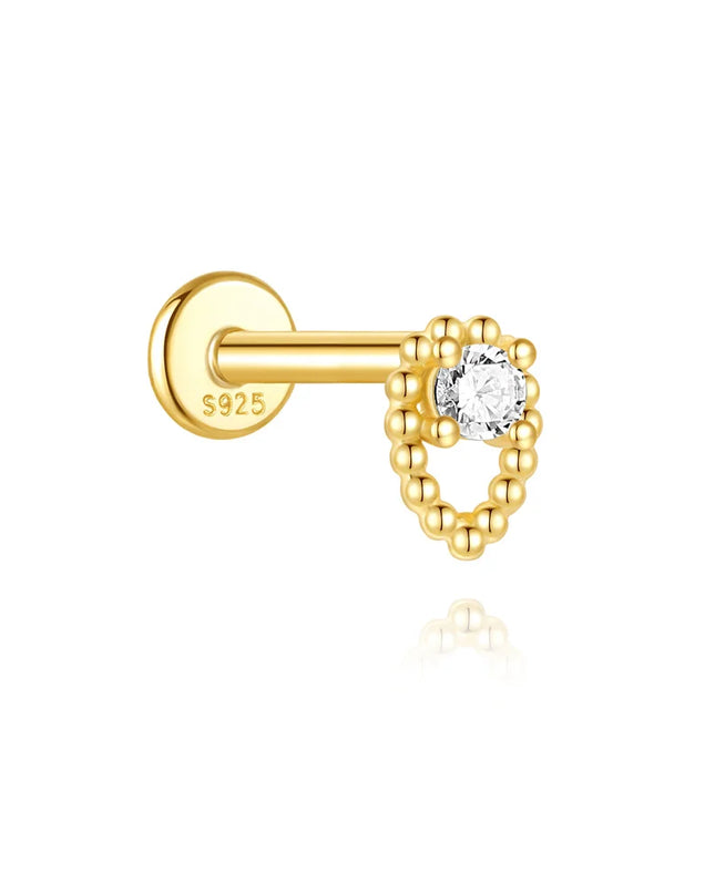 AIDE Heart Round Ball Flat Helix Piercing Earring 925 Sterling Silver Ear Studs Geometric Zircon Exquisite Trinket Studs Aretes