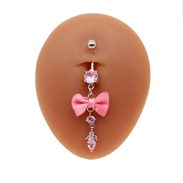 Beautiful Bow Belly Button Ring for Women Heart-shaped Belly Piercing Jewerly Surgical Steel Body Piercing Jewelry