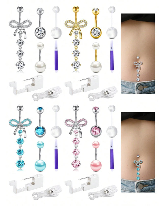 Belly Button Piercing Kit Gun Belly Piercing Gun Navel Piercing Belly Button Ring Piercing Kit Gun Pendant Belly Button Rings