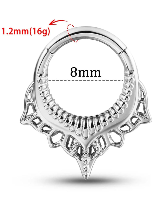 Giga 1PCS Vintage Stainless Steel Nose Rings Hinged Septum Earrings Cartilage Tragus Helix Hoops Body Piercing Jewelry