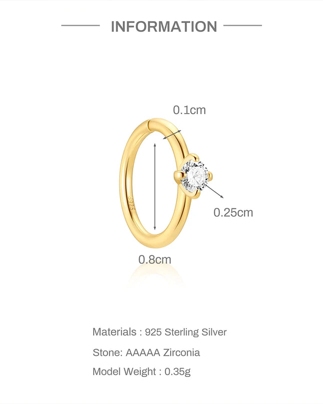 AIDE 1PC 925 Sterling Silver Pierceing Nose Ring Simple Round Twist Rope Nose Ring Women Ear Bone Ring Jewelry Nose Rings