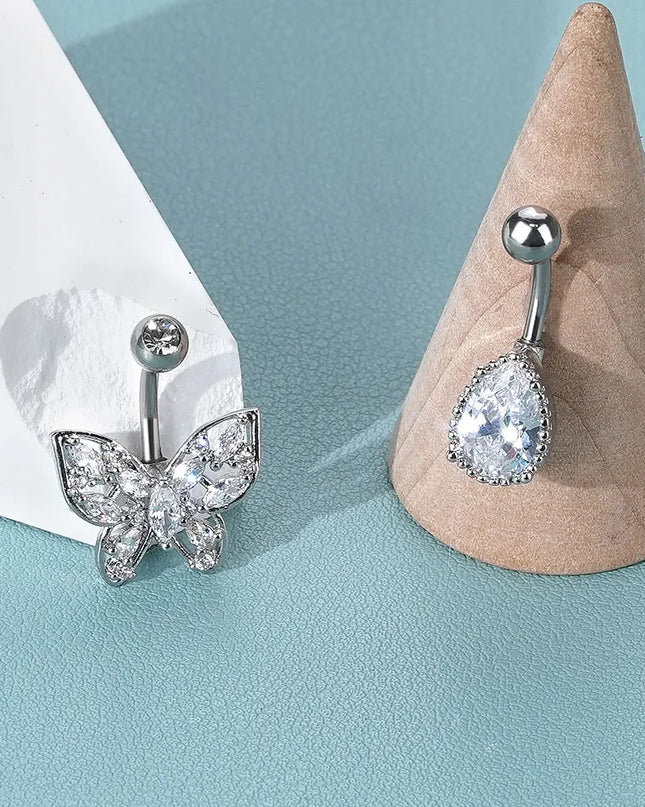  1pc Belly Button Piercing for Women Zircon Moon Butterfly Belly Button Ring Cartilage Navel Earring Jewelry Piercing ombligo