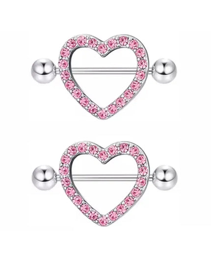 1Pair Pink Butterfly Nipple Piercing Jewelry Shiny Crystal Nipple Rings For Women Girls Heart Nipple Barbells Piercing Pezon