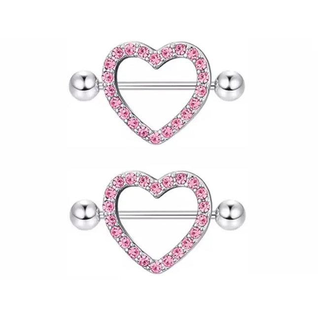 1Pair Pink Butterfly Nipple Piercing Jewelry Shiny Crystal Nipple Rings For Women Girls Heart Nipple Barbells Piercing Pezon