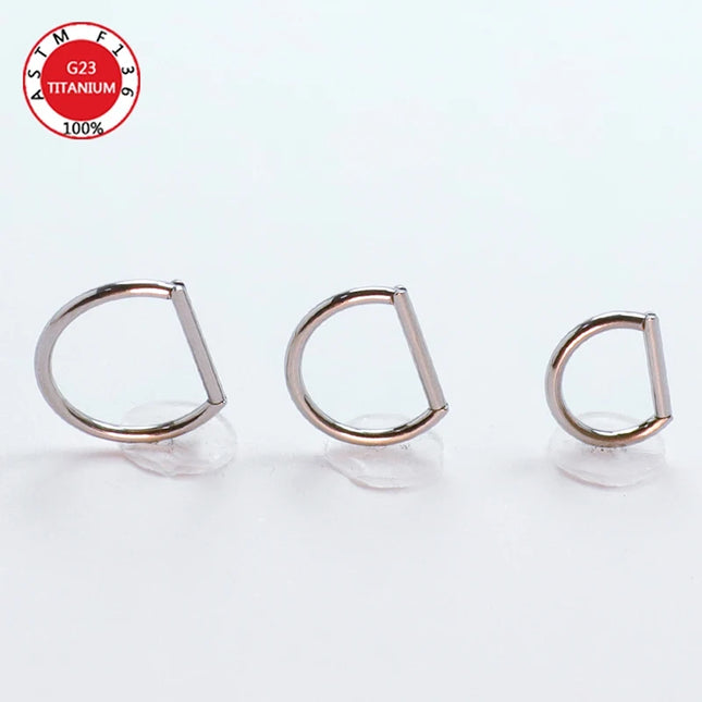 Septum Piercing Nose Ring F136 Titanium D Shape Segment Ring Clicke Jewelry CZ Nose Earrings Lip for Women Half Ring Cartilage