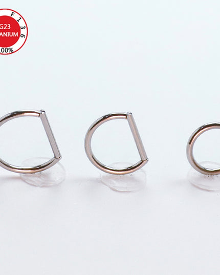 Septum Piercing Nose Ring F136 Titanium D Shape Segment Ring Clicke Jewelry CZ Nose Earrings Lip for Women Half Ring Cartilage