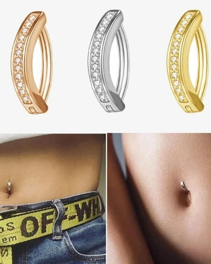 1Pc Navel Piercing Perforated Minimalist Pierced Belly Button Ring Anti-allergy Copper Belly Button Ring Body Piercing Umbilical