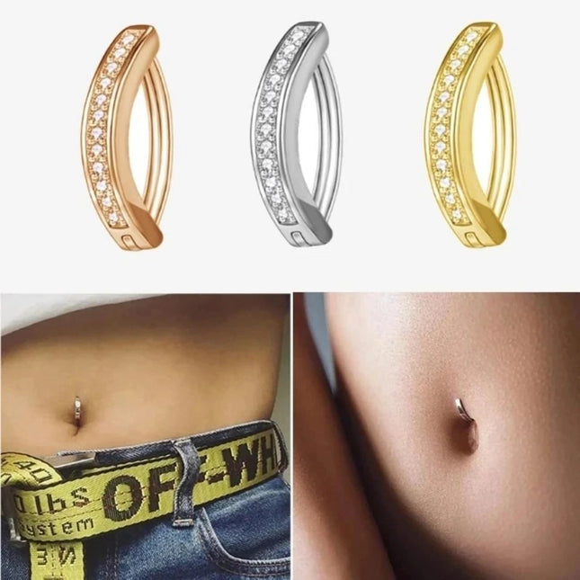 1Pc Navel Piercing Perforated Minimalist Pierced Belly Button Ring Anti-allergy Copper Belly Button Ring Body Piercing Umbilical