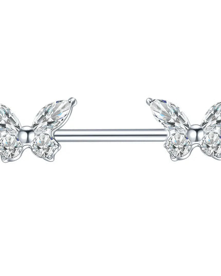 1Pc G23 Titanium Nipple Ring Straight Barbell Piercing Zircon Internally Threaded Nipple Bars Piercing Ring Women Body Jewelry