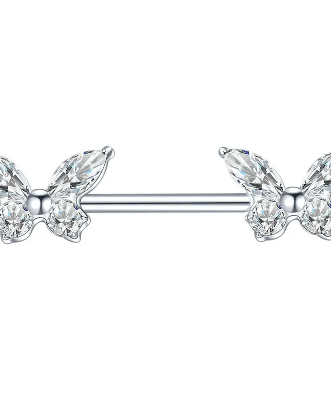 1Pc G23 Titanium Nipple Ring Straight Barbell Piercing Zircon Internally Threaded Nipple Bars Piercing Ring Women Body Jewelry