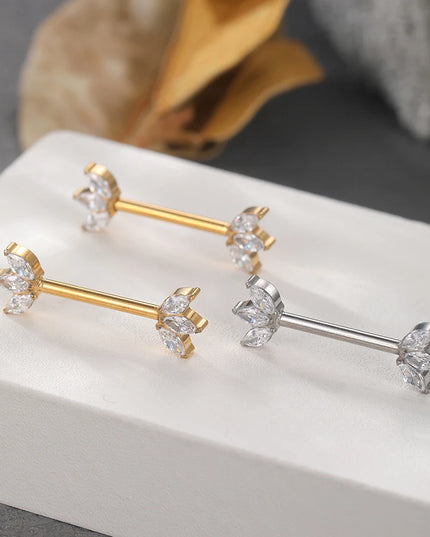 1Pc G23 Titanium Nipple Piercing Barbell Ring Flower Internally Threaded Nipple Shield Ring for Sexy Women Body Piercing Jewelry