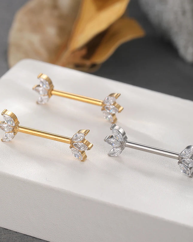 1Pc G23 Titanium Nipple Piercing Barbell Ring Flower Internally Threaded Nipple Shield Ring for Sexy Women Body Piercing Jewelry