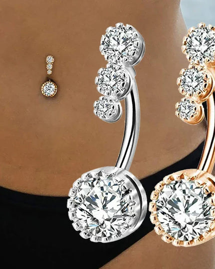 Zircon Crystal Belly Button Rings for Women Nombril Ombligo Navel Ring Surgical Steel Barbell Heart Round Body Piercing Jewelry