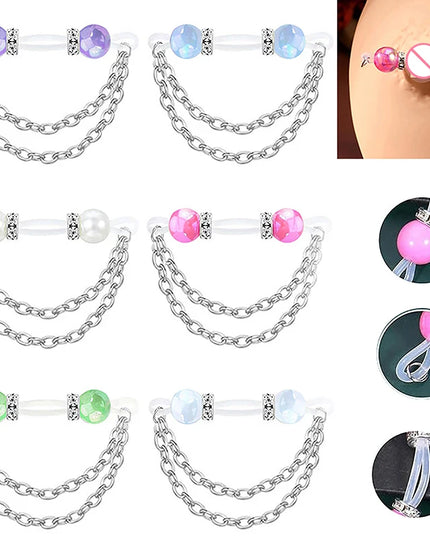 1pair Cute Rhinestone Fake Nipple Rings Non Piercing Nipple Cuff For Women Intimate Body Jewelry Accessory Gift