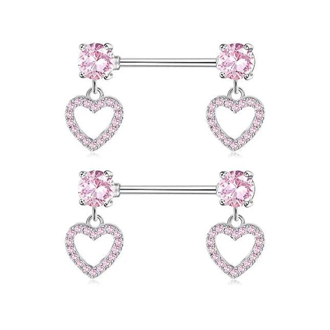 2 Pcs Stainless Steel Pink Nipple Piercing Jewelry Heart Wings Niplple Barbell Moon Devil Nipple Rings Body Piercing Pezon Mujer