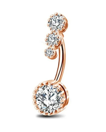 Fashion Zircon Heart Belly Button Piercing for Women Stainless Steel Long Flower Pendant Navel Rings Piercing Ombligo Jewelry
