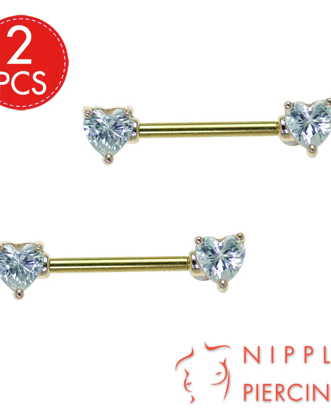 1Pair Surgical Steel Nipple Rings Nipple Piercing Bar Jewelry for Women Men with Sparkle CZ 14G Barbell Body Jewelry Accessories