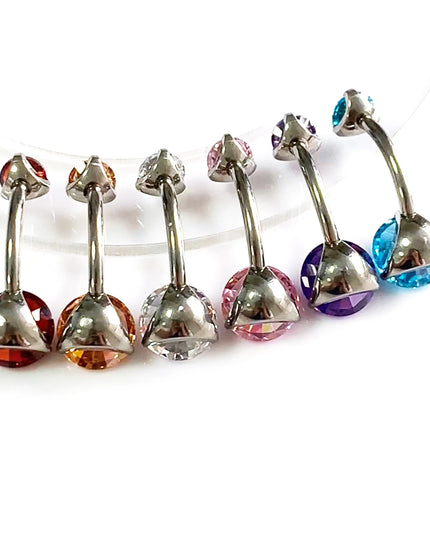 G23 Titanium Belly Button Ring Hypoallergenic Belly Rings Piercing 14G 10mm Navel Piercing Jewelry with Round Cubic Zirconia