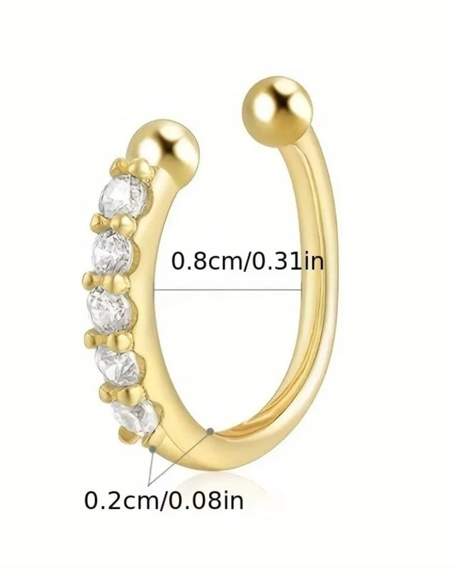 Fashion Hypoallergenic Fake Nose Rings Adjustable Silver Gold Color False Nose Rings Nose Nails Women