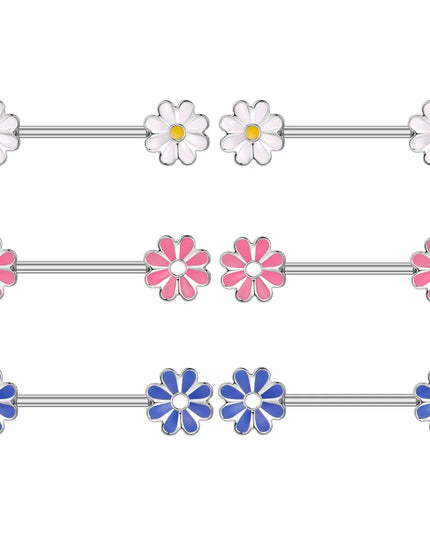 2pcs Heart Bear Dangled Nipple Piercings Screwed 14G Flower Butterfly Shield Bar Barbell Nipple Ring Piercing Nombril Jewelry
