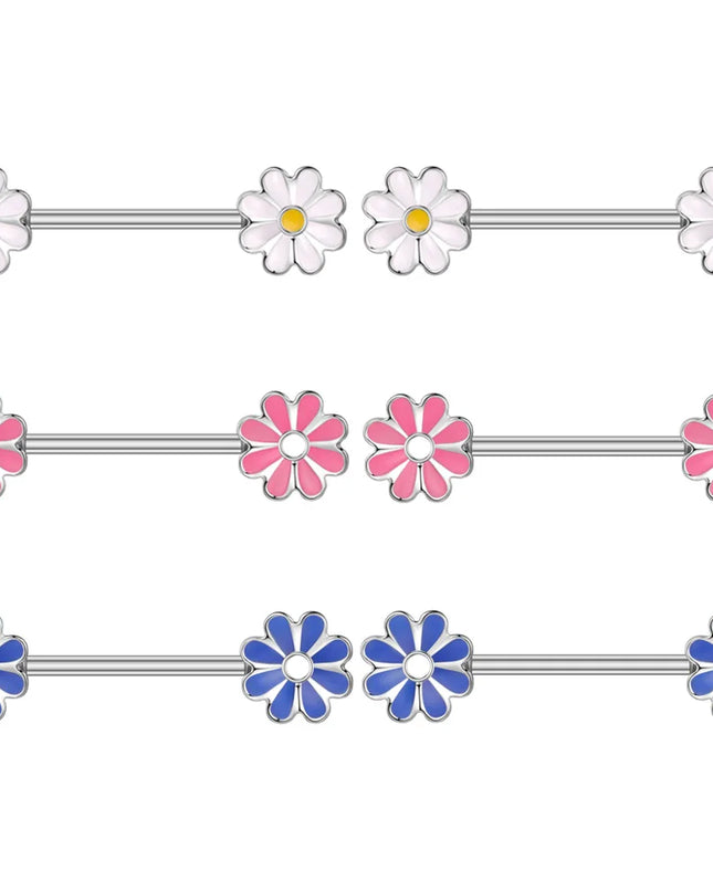 2pcs Heart Bear Dangled Nipple Piercings Screwed 14G Flower Butterfly Shield Bar Barbell Nipple Ring Piercing Nombril Jewelry