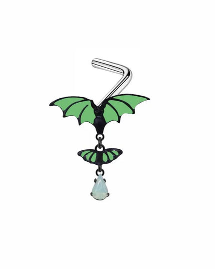 Luminous Bat Belly Button Ring Umbilical Stud Navel Ornament Animal Drop Nipple Ring Luminous Earring Tragus Piercing Jewelry