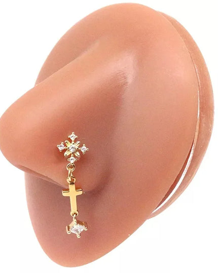 1Pcs Nose Ring for Women Dangle Nose Piercing Stainless Steel Nose Bend Ring Butterfly Dangling Noses Ring Body Piercing Jewelry
