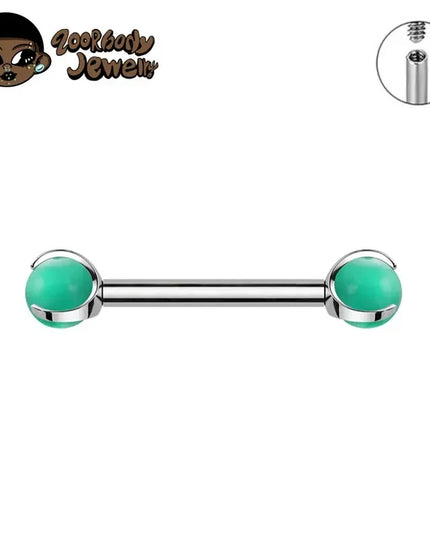 ASTM F136 Titanium Nipple Piercing 14G Internally Threaded Straight Barbell with Crystal Tongue Ring Nipple Industrial Piercing