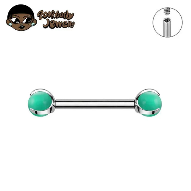 ASTM F136 Titanium Nipple Piercing 14G Internally Threaded Straight Barbell with Crystal Tongue Ring Nipple Industrial Piercing