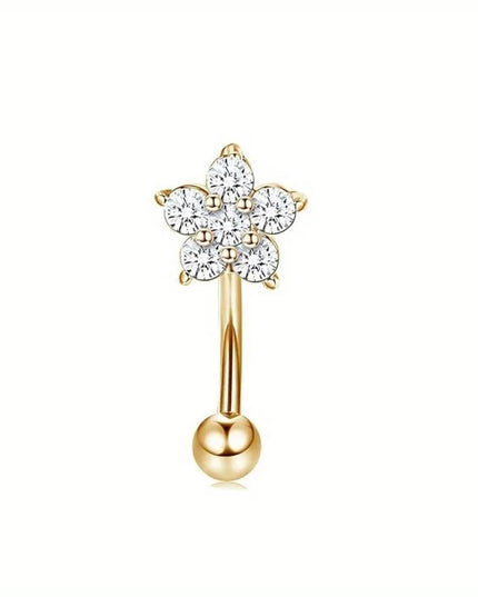 Drperfect Piercing Jewelry 16G Surgical Steel  Curved Barbell Eyebrow Rings Lip Belly Button Piercing Heart Moon Earrings