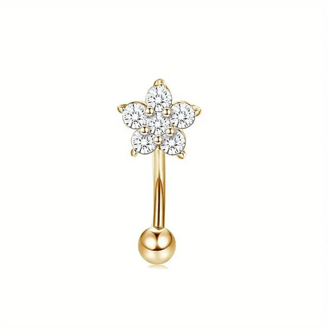 Drperfect Piercing Jewelry 16G Surgical Steel  Curved Barbell Eyebrow Rings Lip Belly Button Piercing Heart Moon Earrings