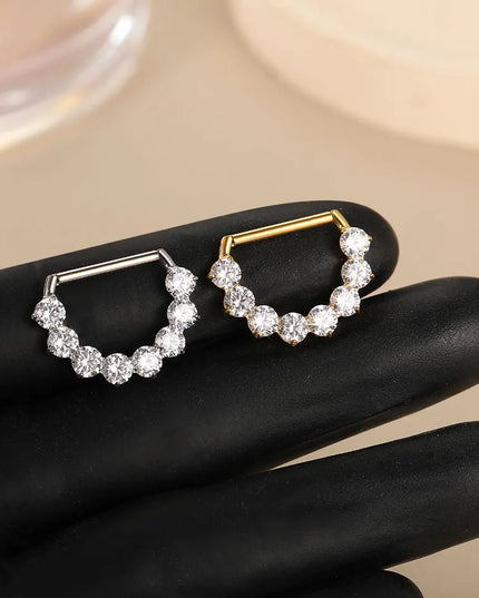 1Pc G23 Titanium CZ Zircon D Shape Nipple Piercing Ring 14G 14mm Nipple Barbell Jewelry Women Girl Nipple Shield Jewelry